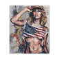 Patriotic Girl American Flag Canvas Print — Matte Stretched Wall Art