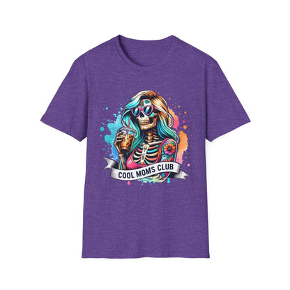 Cool Moms Club Skull T-Shirt — Colorful Day of the Dead Mom Graphic Tee