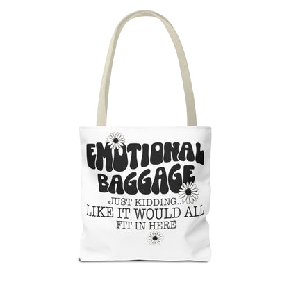 Tote Bag — "Emotional Baggage" Funny Quote Tote with Daisy Vibe