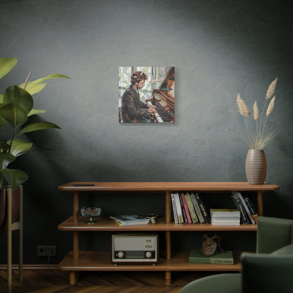 Piano Man Joel Canvas Wall Art — Abstract Character Portrait
