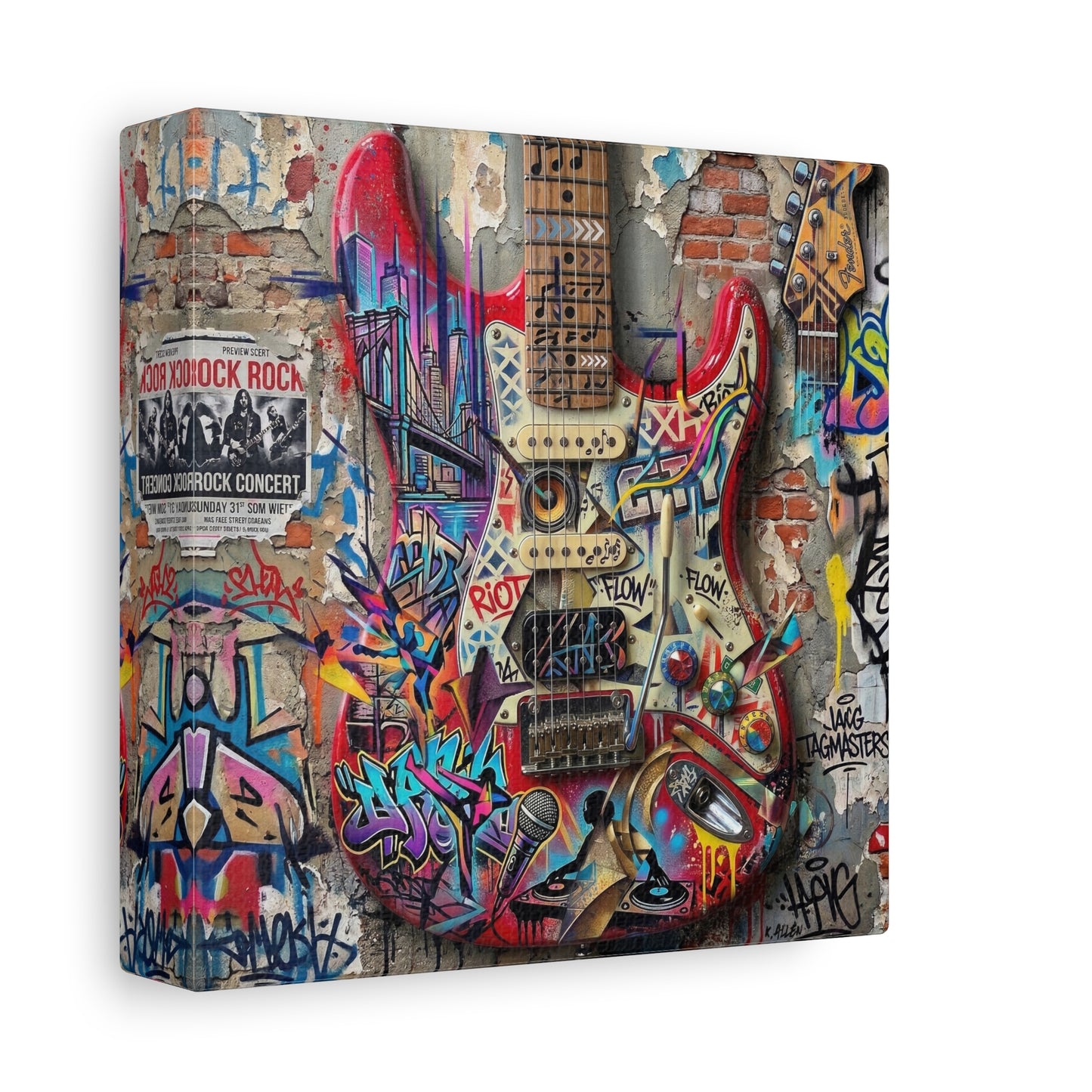 Urban Art Gutair Abstract Canvas Wall Art Print