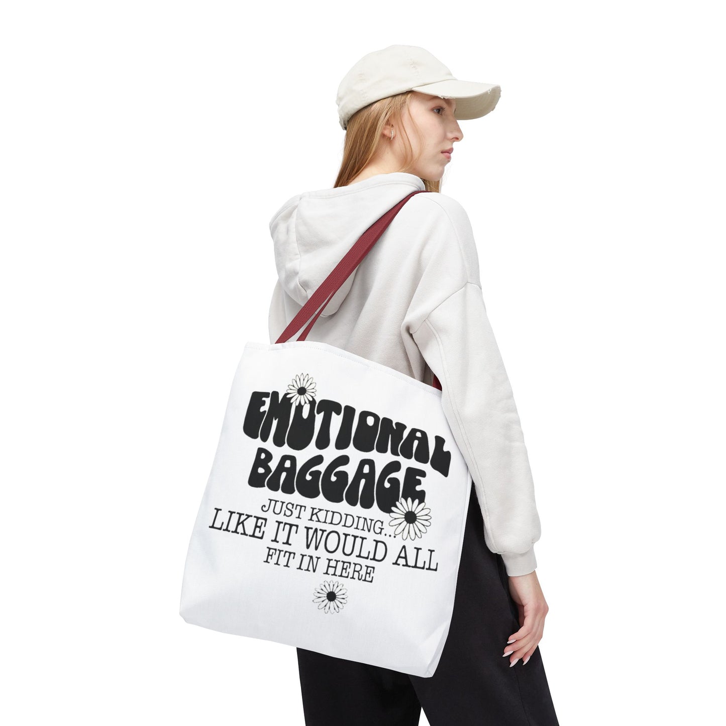 Tote Bag — "Emotional Baggage" Funny Quote Tote with Daisy Vibe