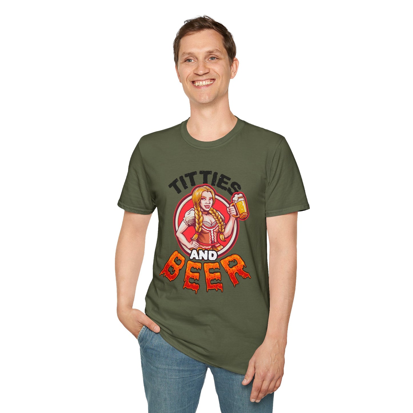 T-Shirt — "Titties and Beer" Oktoberfest Beer Girl Graphic Tee