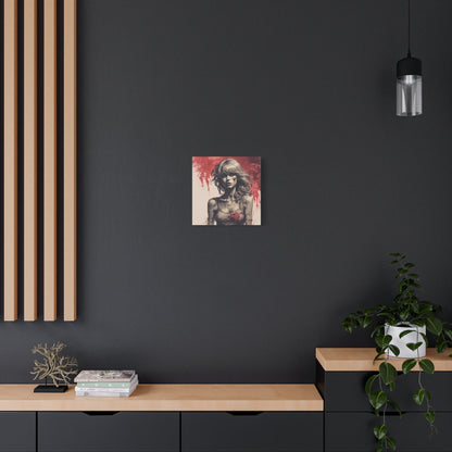 Bloody Swift Matte Canvas Print — Gothic Female Portrait Wall Art, Stretched 1.25"
