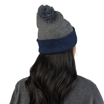Embroidered Pom-Pom Beanie — "Spitters Are Quitters!" Cozy Winter Hat