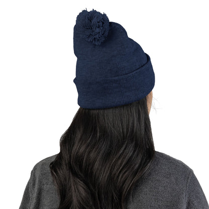 Embroidered Pom-Pom Beanie — "Spitters Are Quitters!" Cozy Winter Hat