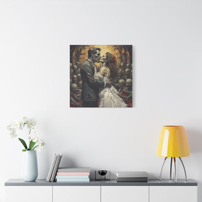 Zombie Bride & Groom Matte Canvas Wall Art — Gothic Wedding Horror Canvas