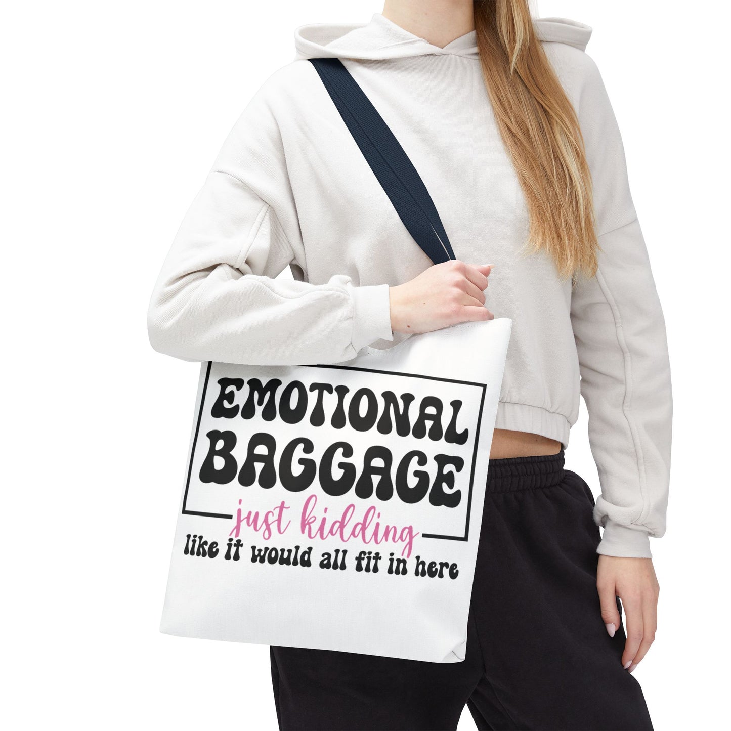 Emotional Baggage Tote Bag — Funny "Emotional Baggage (just kidding)" Reusable Shopper