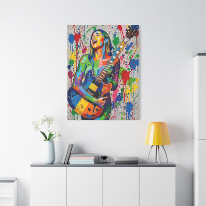 Colorful Guitarist Pop Art Canvas Print — Vibrant Music Wall Art