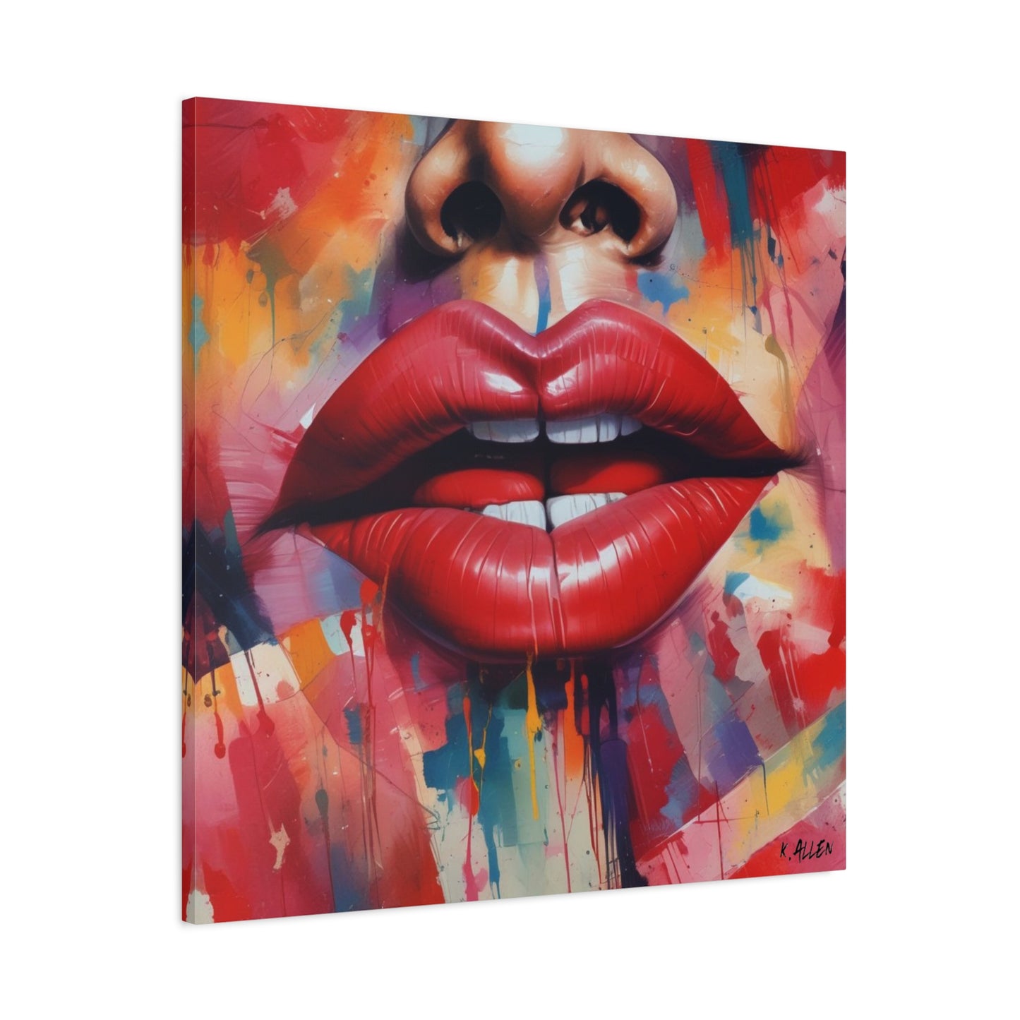 Bold Red Lips Pop Art Canvas — Matte Stretched Wall Art
