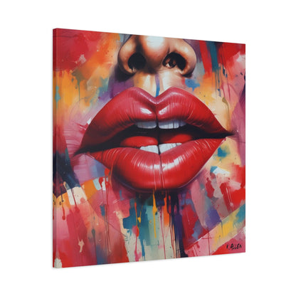 Bold Red Lips Pop Art Canvas — Matte Stretched Wall Art