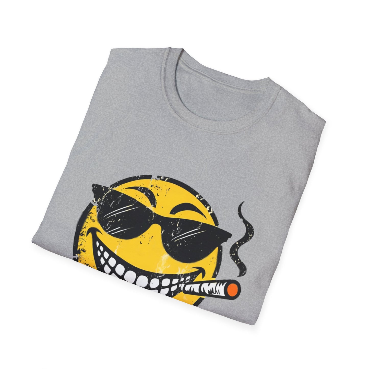 Smokin' Cool Emoji T-Shirt — Retro Grinning Face with Sunglasses & Cigar