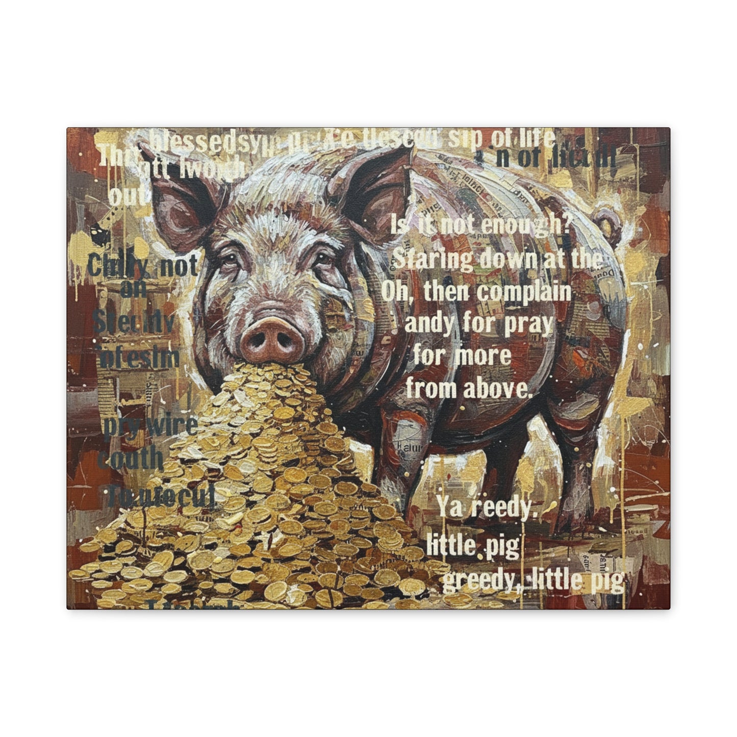DMB Pig Inspired art - 'Greedy Little Pig' Farmhouse Wall Art