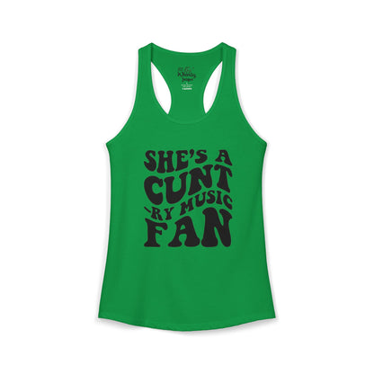 Women's Ideal "She's A CUNT-RY Music Fan" Racerback Tank