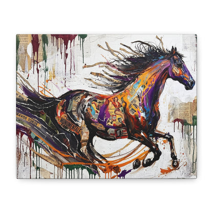 Colorful Galloping Horse Canvas Print — Vibrant Abstract Equestrian Wall Art