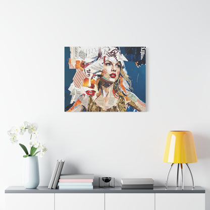 Pop Art Collage Woman Canvas Print — Modern Portrait Wall Art
