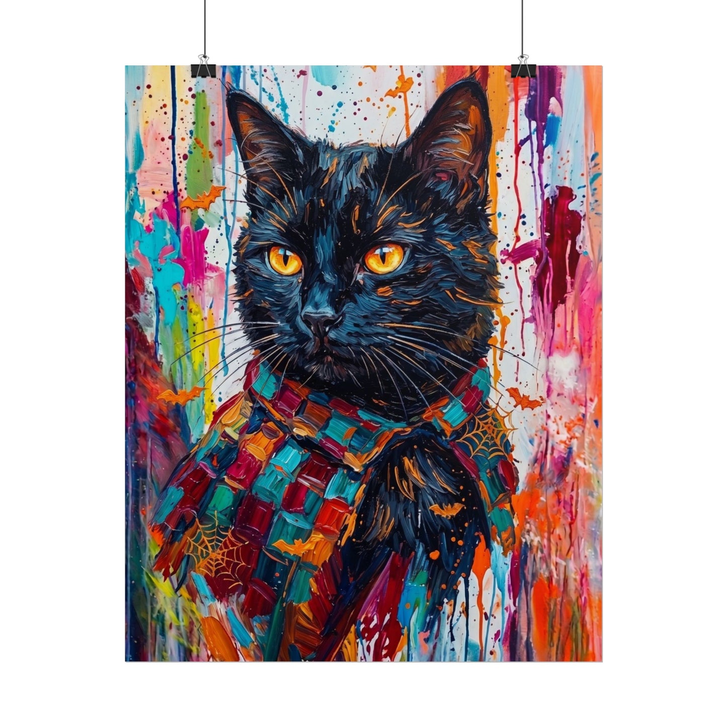 Colorful Cat Poster — Vibrant Black Cat Wall Art (Rolled Poster)