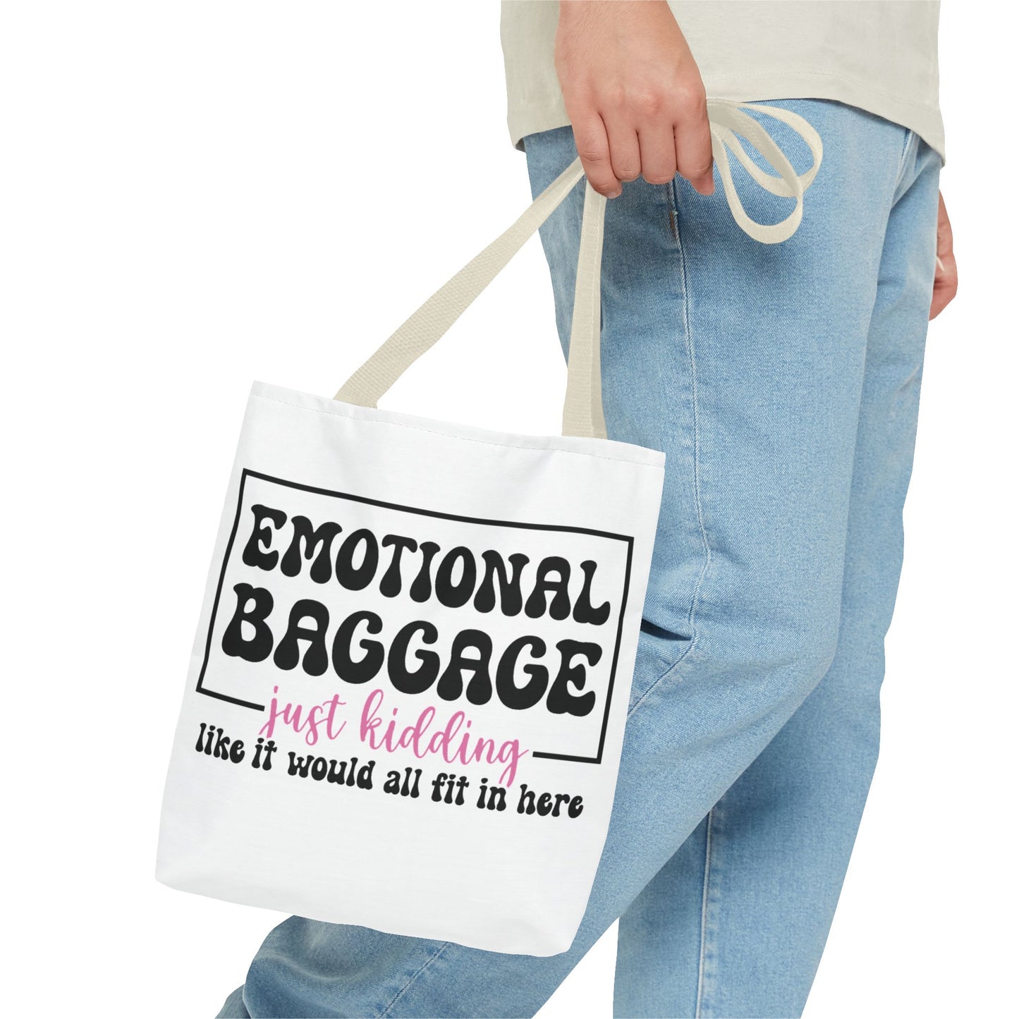 Emotional Baggage Tote Bag — Funny "Emotional Baggage (just kidding)" Reusable Shopper