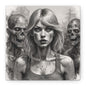 Zombie Apocalypse Canvas Print — Female Survivor Portrait Matte Stretched Art