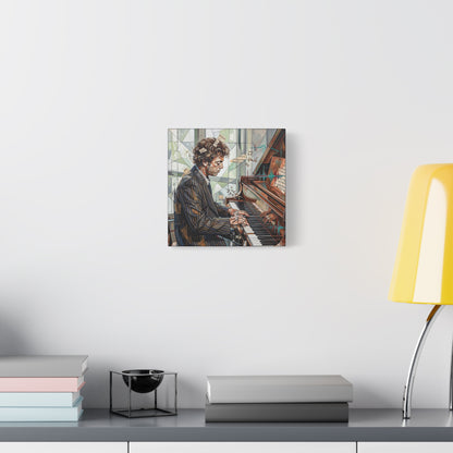 Piano Man Joel Canvas Wall Art — Abstract Character Portrait