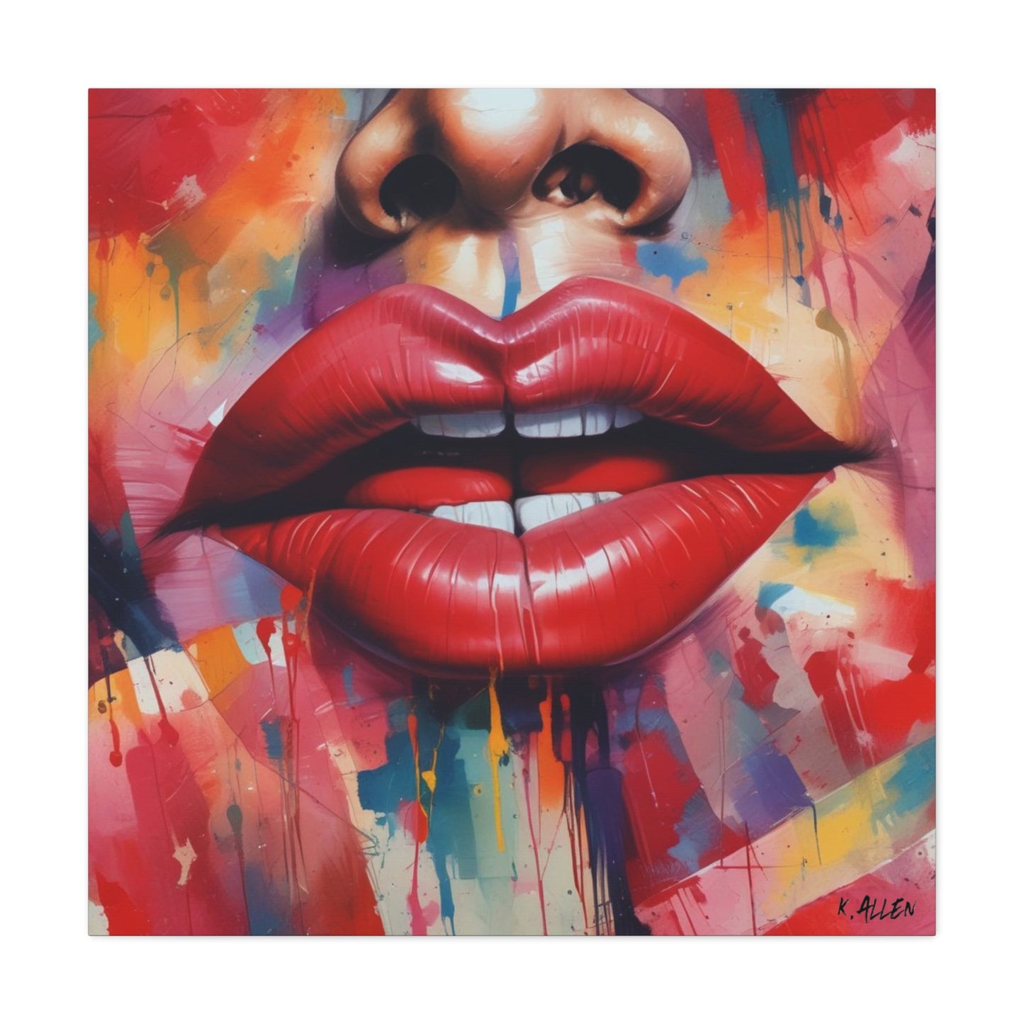 Bold Red Lips Pop Art Canvas — Matte Stretched Wall Art