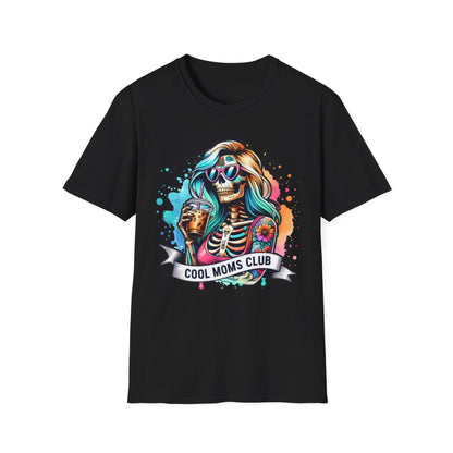 Cool Moms Club Skull T-Shirt — Colorful Day of the Dead Mom Graphic Tee