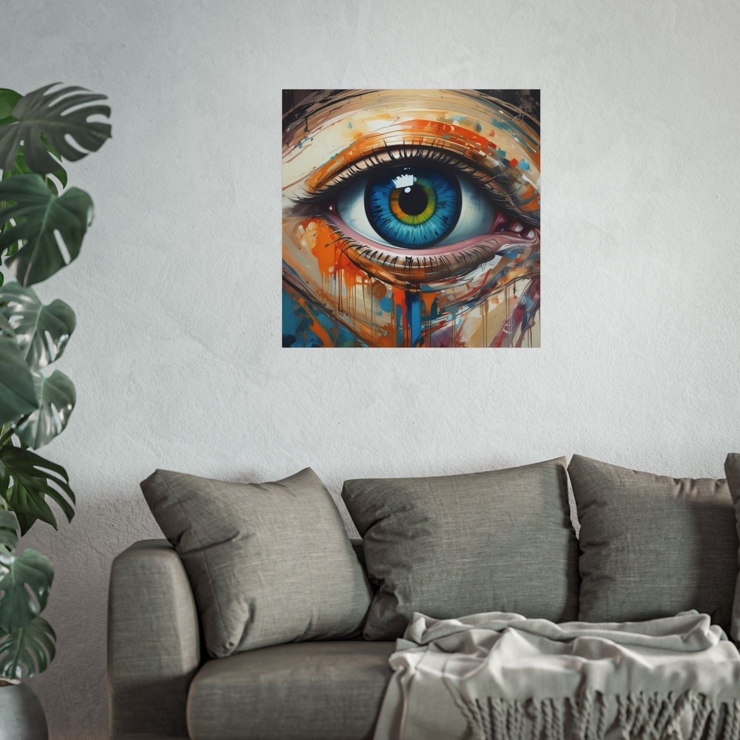 Vibrant Blue Eye Surreal Wall Art Print
