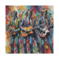 Rock Skeleton Band Canvas Print — Colorful Guitarist Wall Art