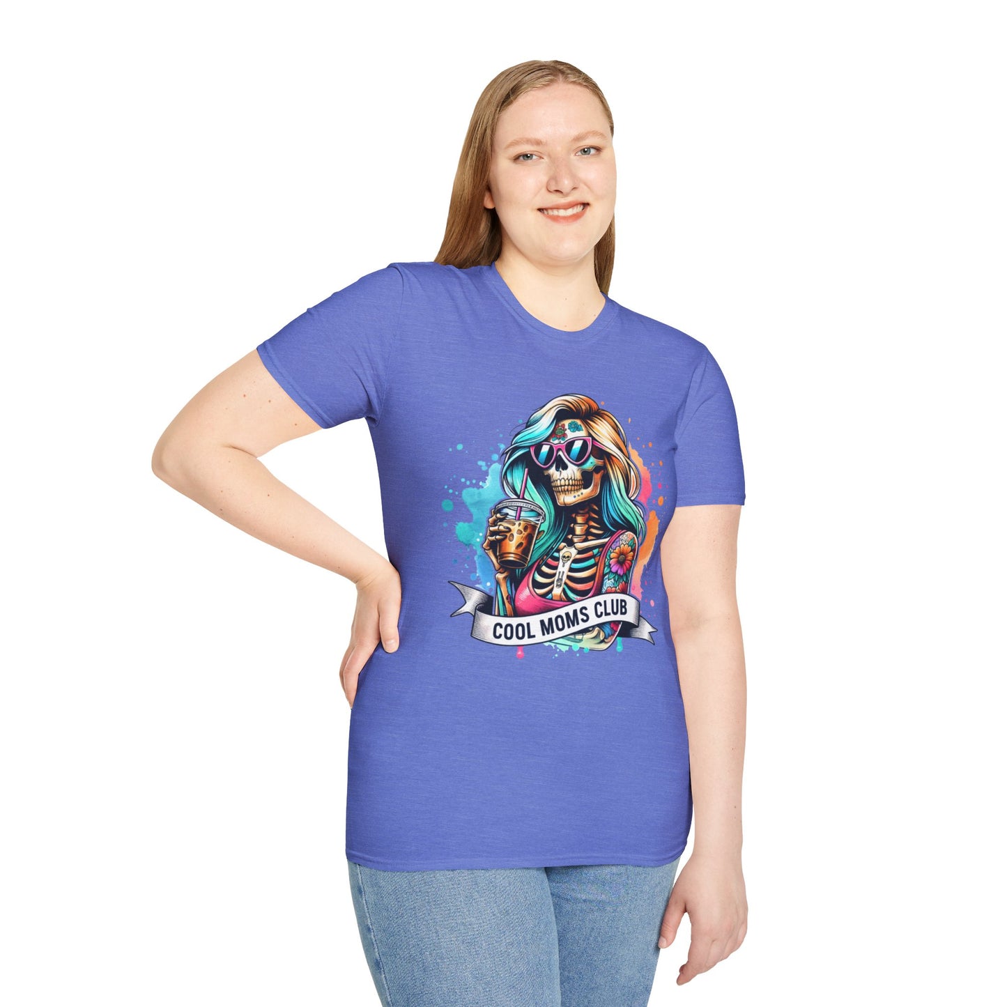 Cool Moms Club Skull T-Shirt — Colorful Day of the Dead Mom Graphic Tee