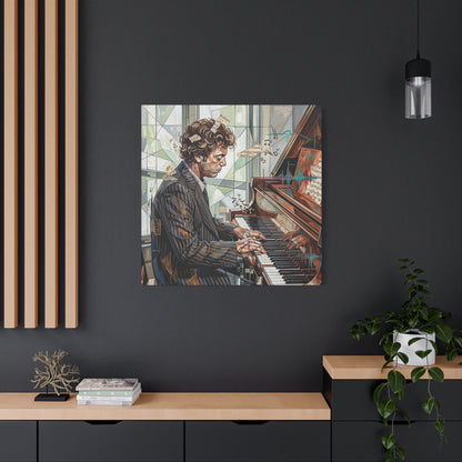 Piano Man Joel Canvas Wall Art — Abstract Character Portrait