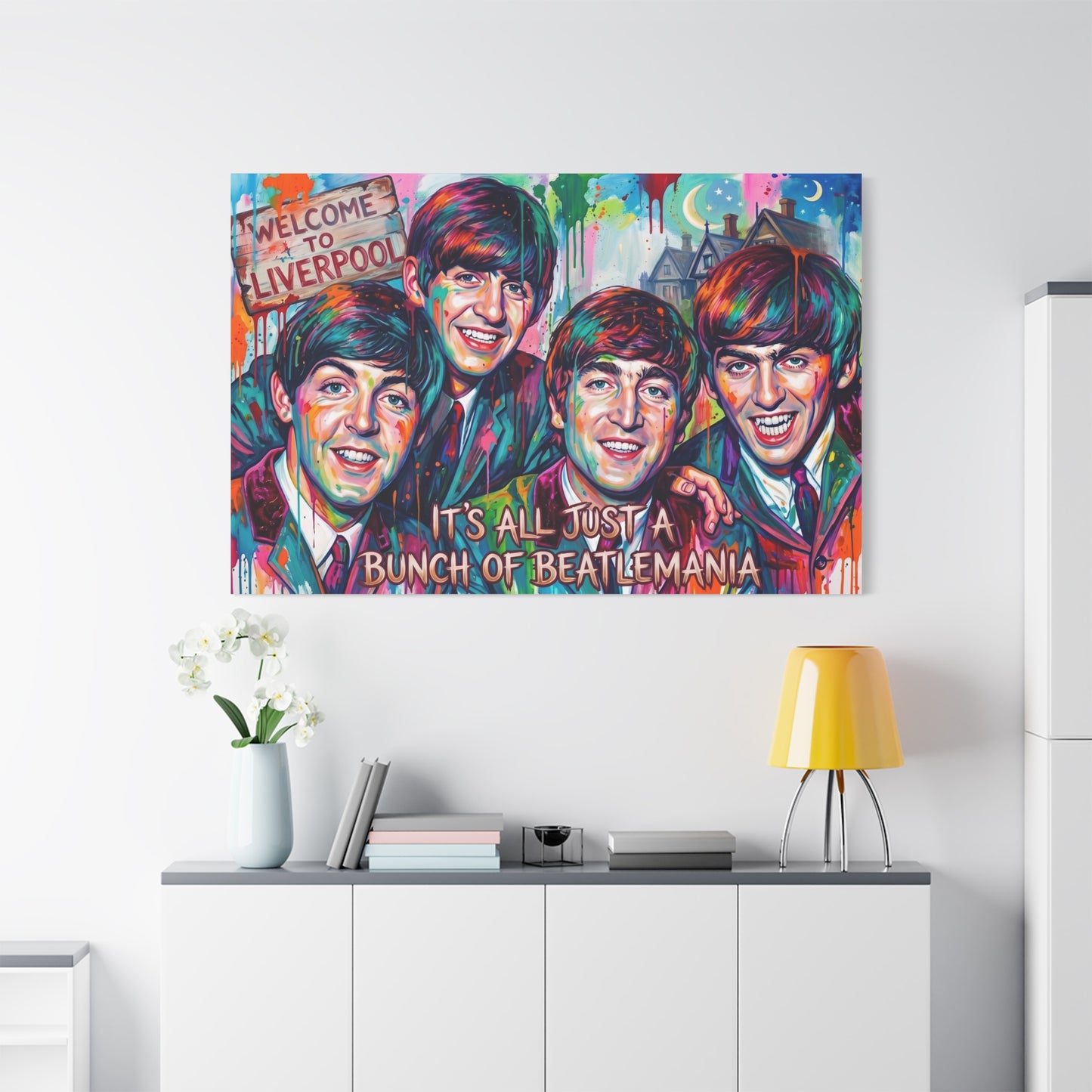 Pop Art Canvas Print - "It's All Just a Bunch of Beatlemania" Matte Stretched Wall Art