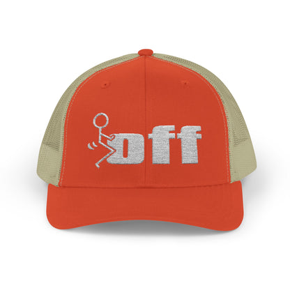 'F Off' Stick Figure Trucker Cap – Retro Distressed Snapback Hat