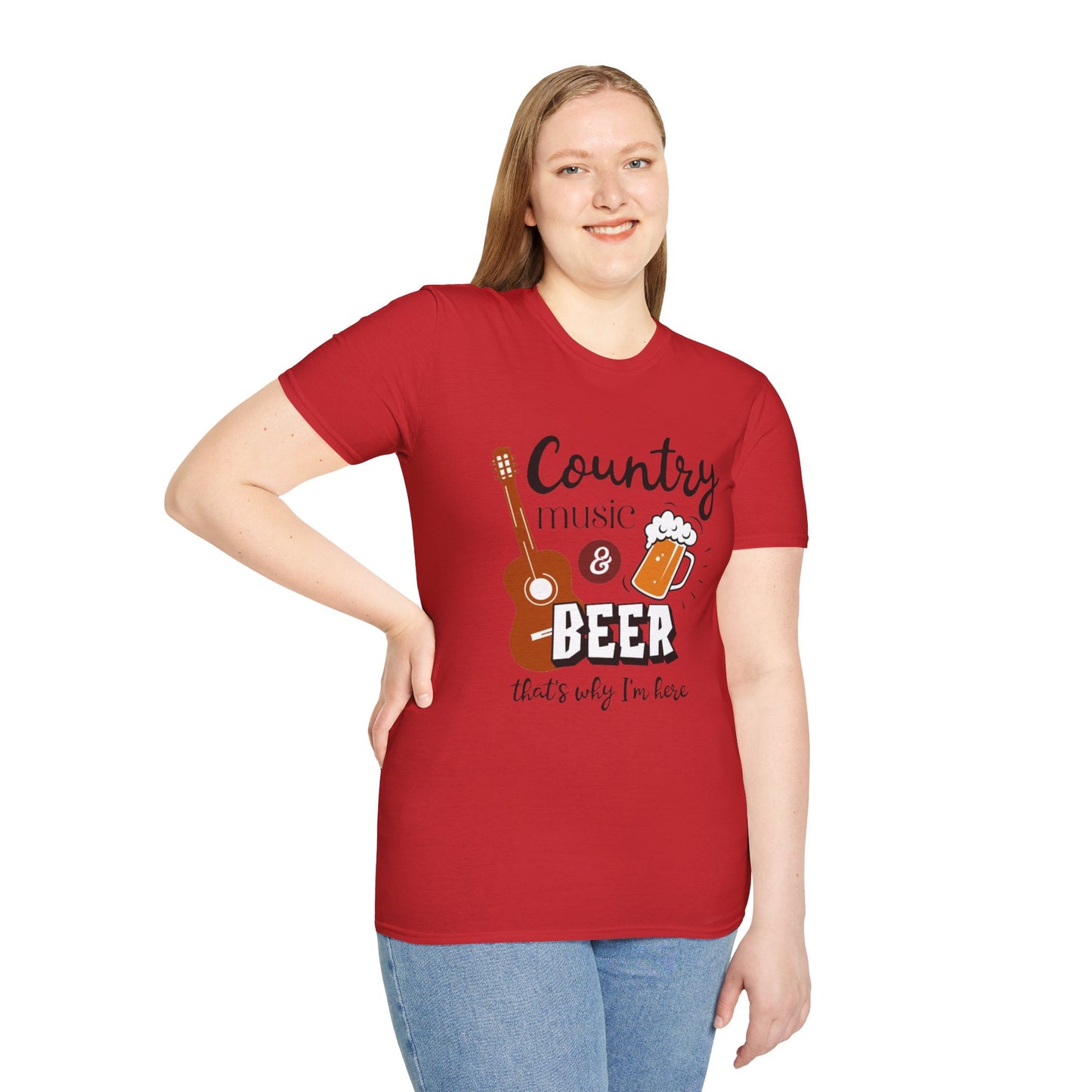 Country Music & Beer T-Shirt — "Country Music & Beer That's Why I'm Here" Graphic Tee