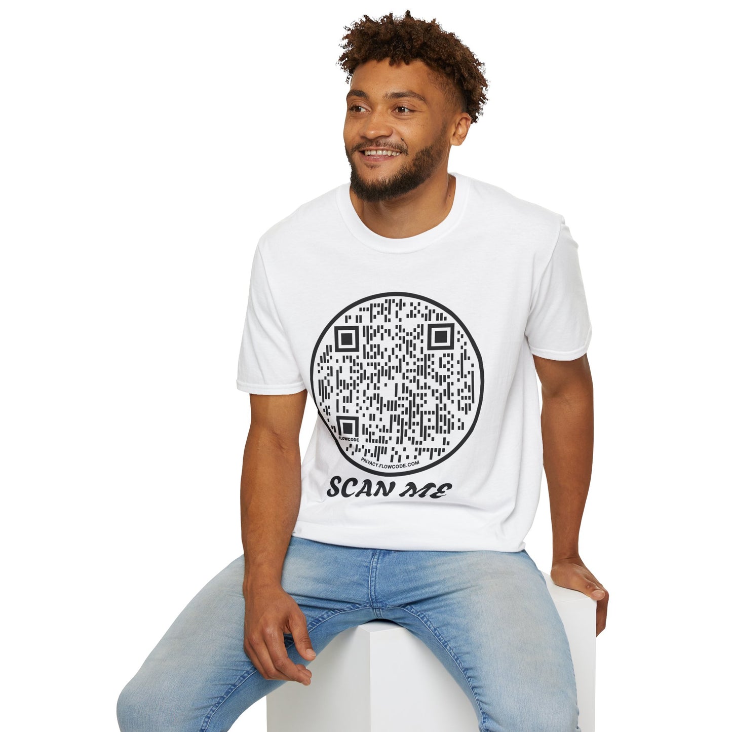 QR Code "Scan Me" T-Shirt — Interactive Novelty Shirt for Events & Gifts