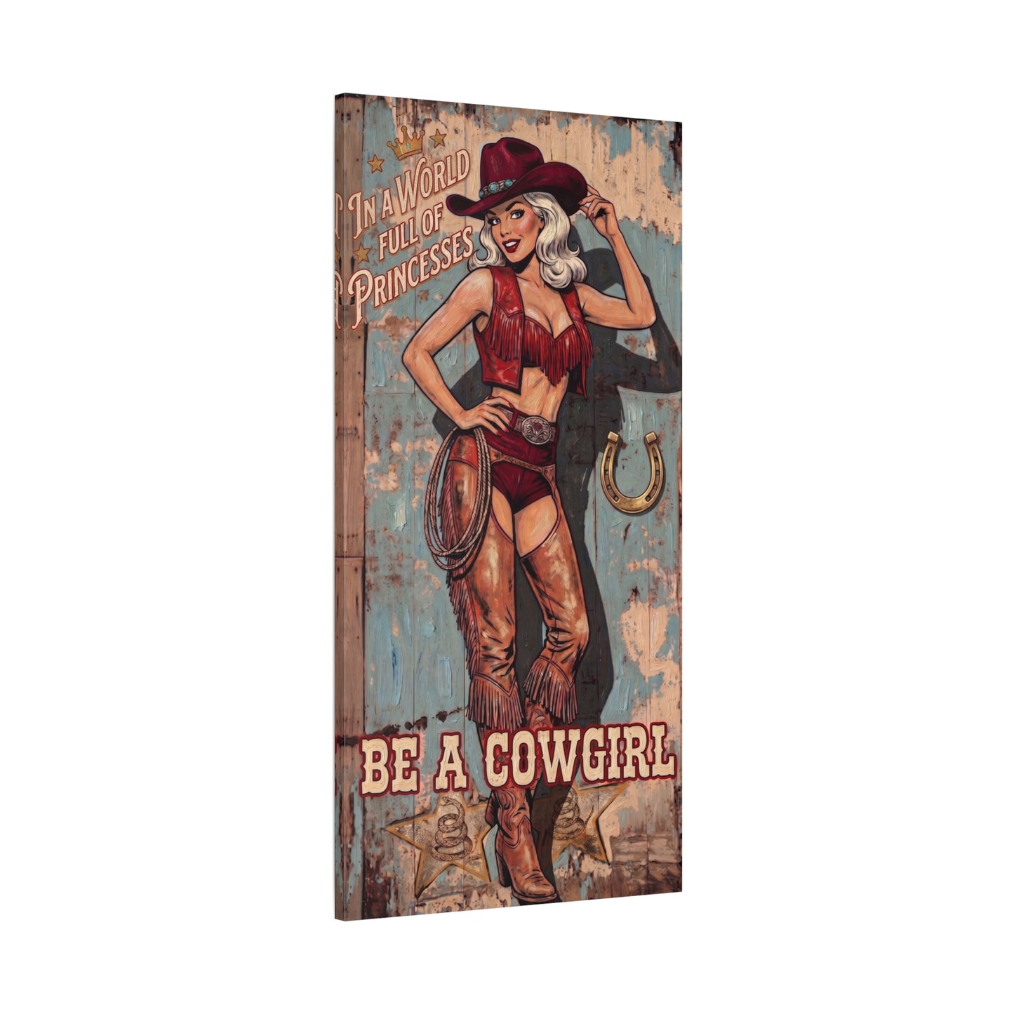 Be a Cowgirl Vintage Pin-Up Canvas Wall Art