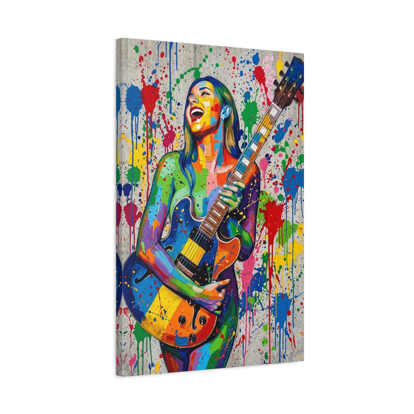 Colorful Guitarist Pop Art Canvas Print — Vibrant Music Wall Art