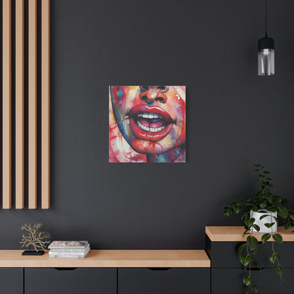Colorful Pop Art Lips Canvas Wall Art – Vibrant Stretched Matte Portrait