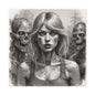 Zombie Apocalypse Canvas Print — Female Survivor Portrait Matte Stretched Art