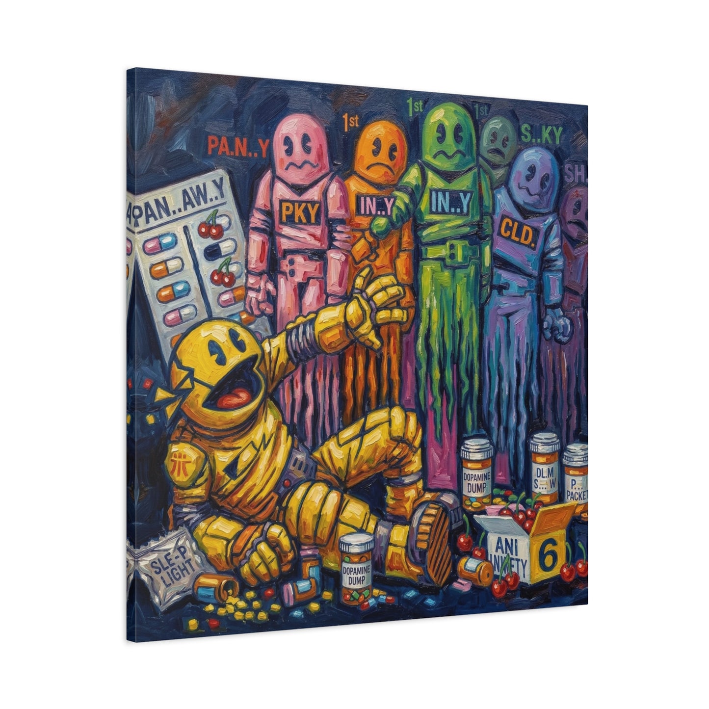 Depressed Pacman Canvas Wall Art Print
