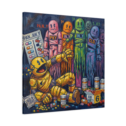 Depressed Pacman Canvas Wall Art Print