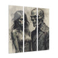 Zombie Couple Triptych Acrylic Wall Art — Dark Horror Gothic Home Decor