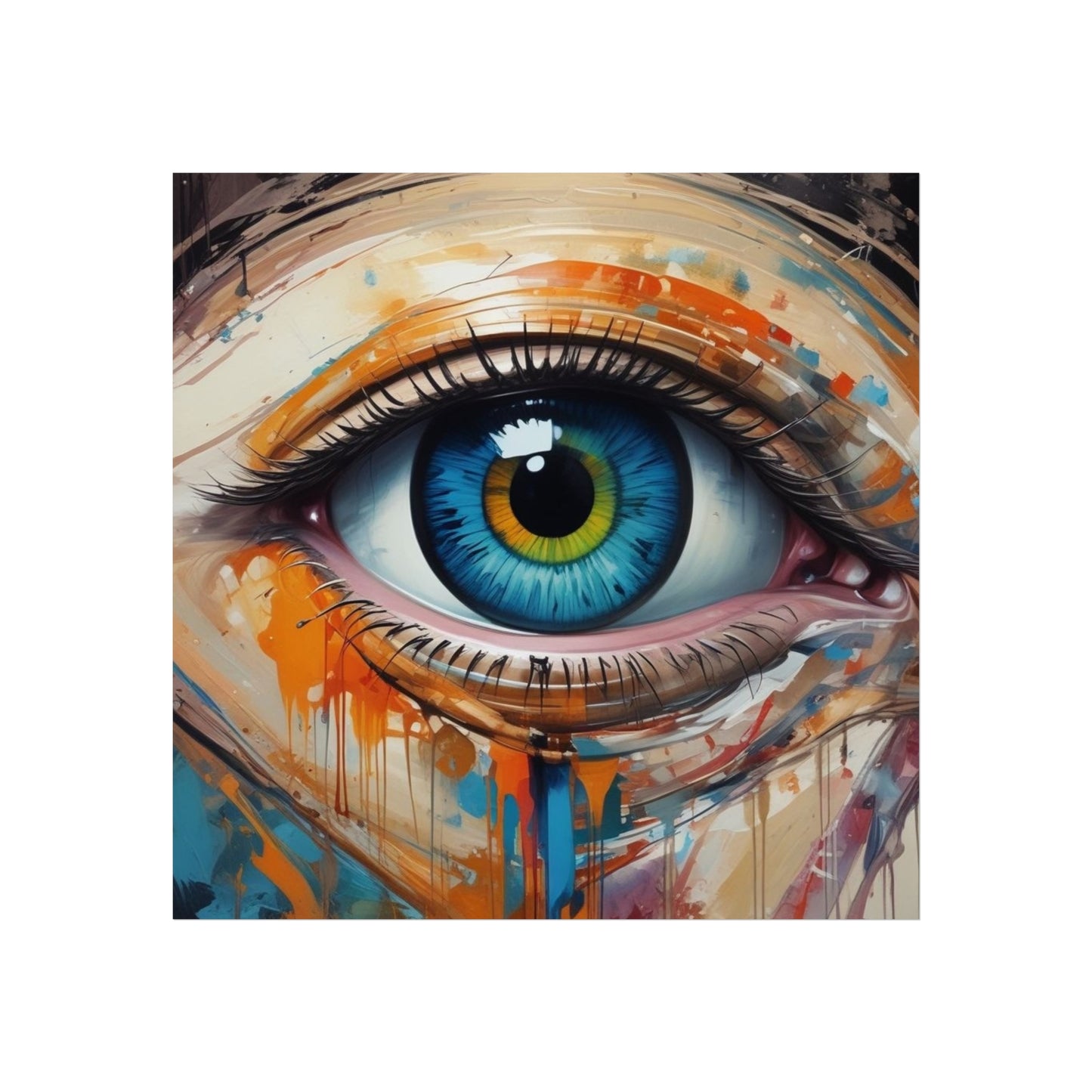 Vibrant Blue Eye Surreal Wall Art Print