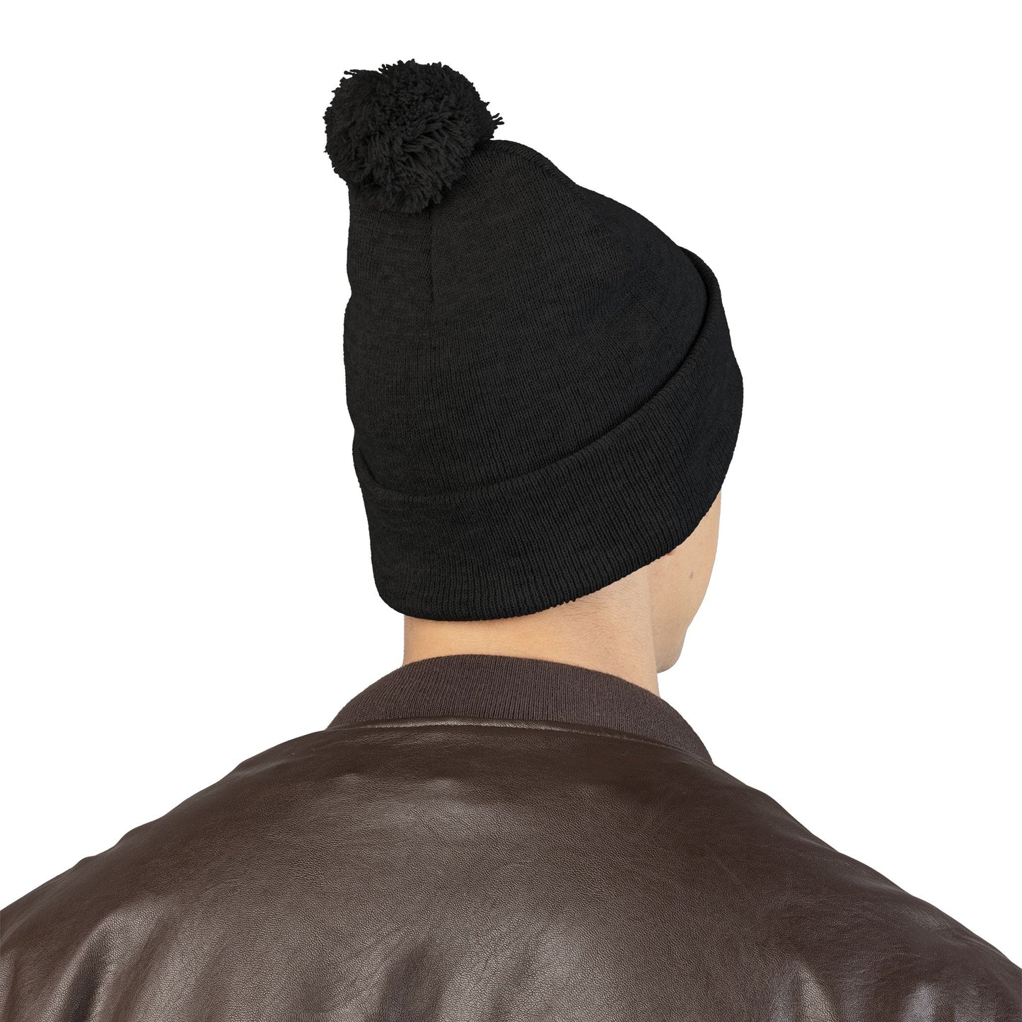 Embroidered Pom-Pom Beanie — "Spitters Are Quitters!" Cozy Winter Hat