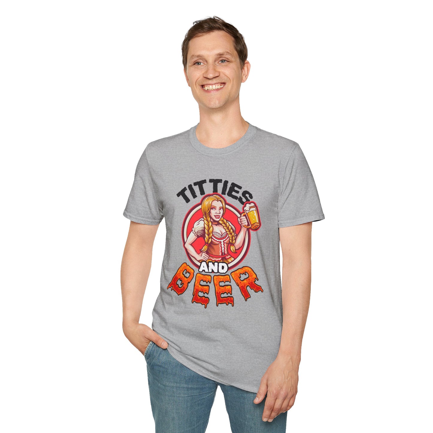T-Shirt — "Titties and Beer" Oktoberfest Beer Girl Graphic Tee