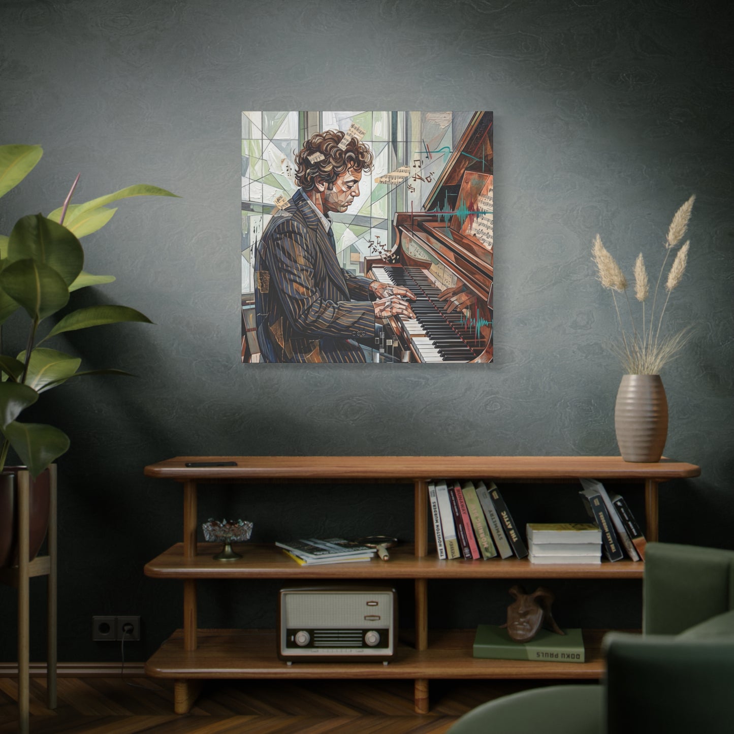 Piano Man Joel Canvas Wall Art — Abstract Character Portrait