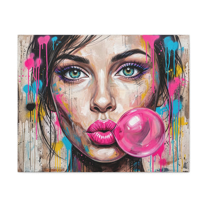 Abstract Bubble Girl Canvas Print — Matte Stretched Wall Art