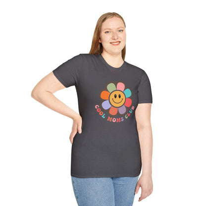 Cool Moms Club T-Shirt — Retro Floral Smiley Tee for Trendy Moms