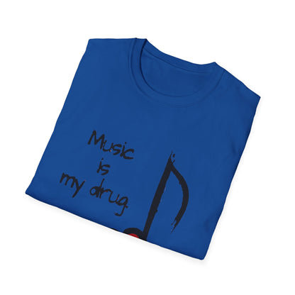 Music Is My Drug T-Shirt – Heart Note Graphic Tee for Musicians & Music Lovers