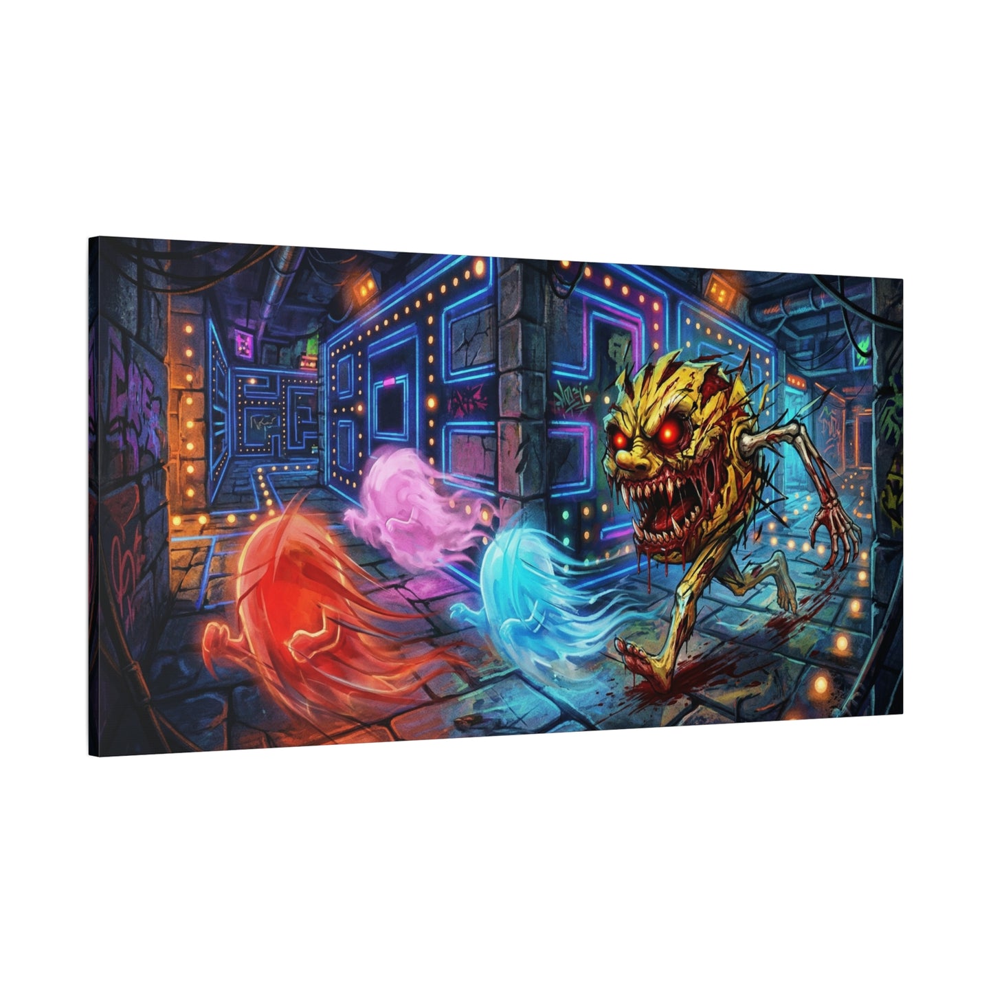 Evil Pacman Abstract Canvas Wall Art — Matte Stretched 1.25"