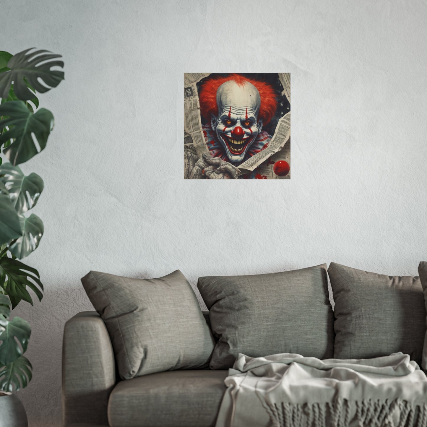 Creepy Pennywise-Style Scary Circus Wall Art